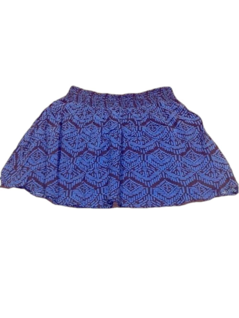 FOREVER 21 cute royal blue & black print rayon lined skirt size S